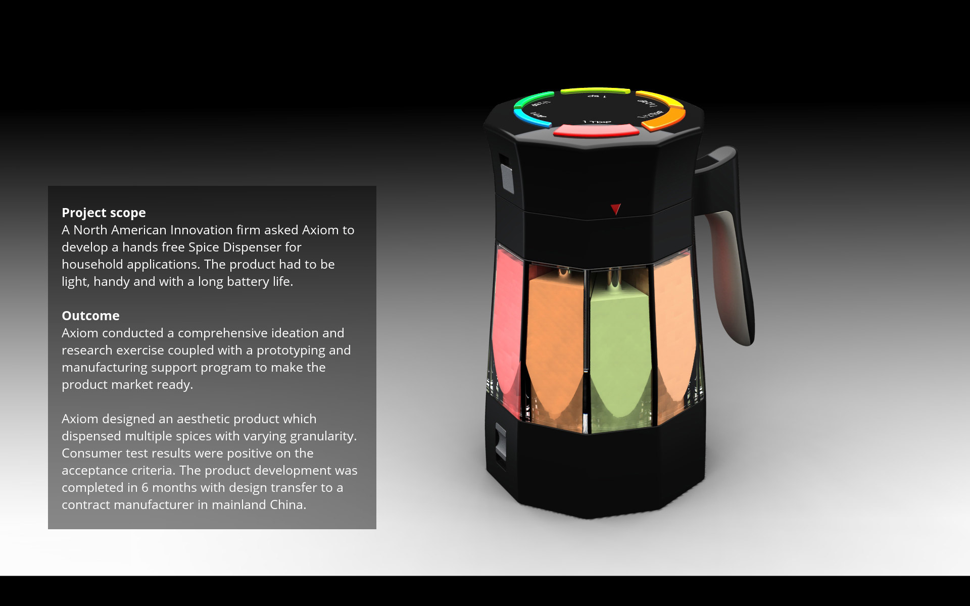 Axiom product design - Spice dispenser