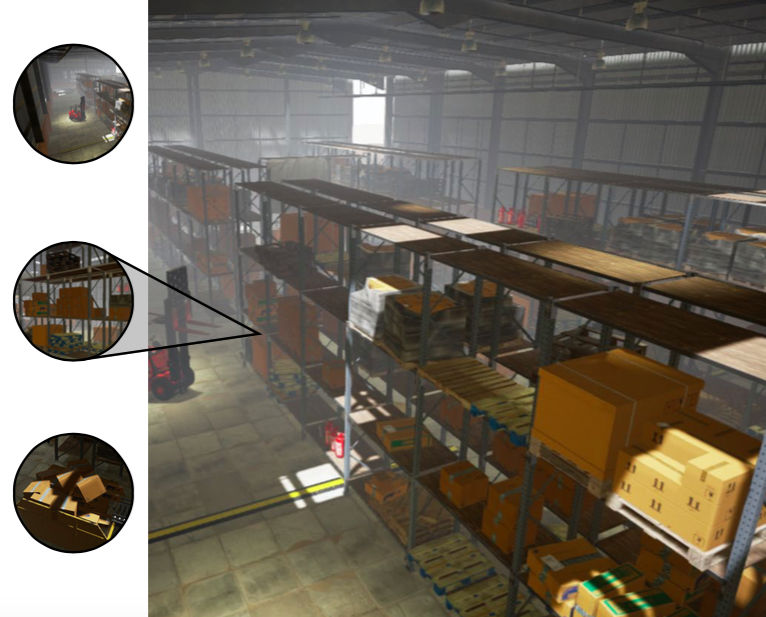Virtual reality warehouse simulation